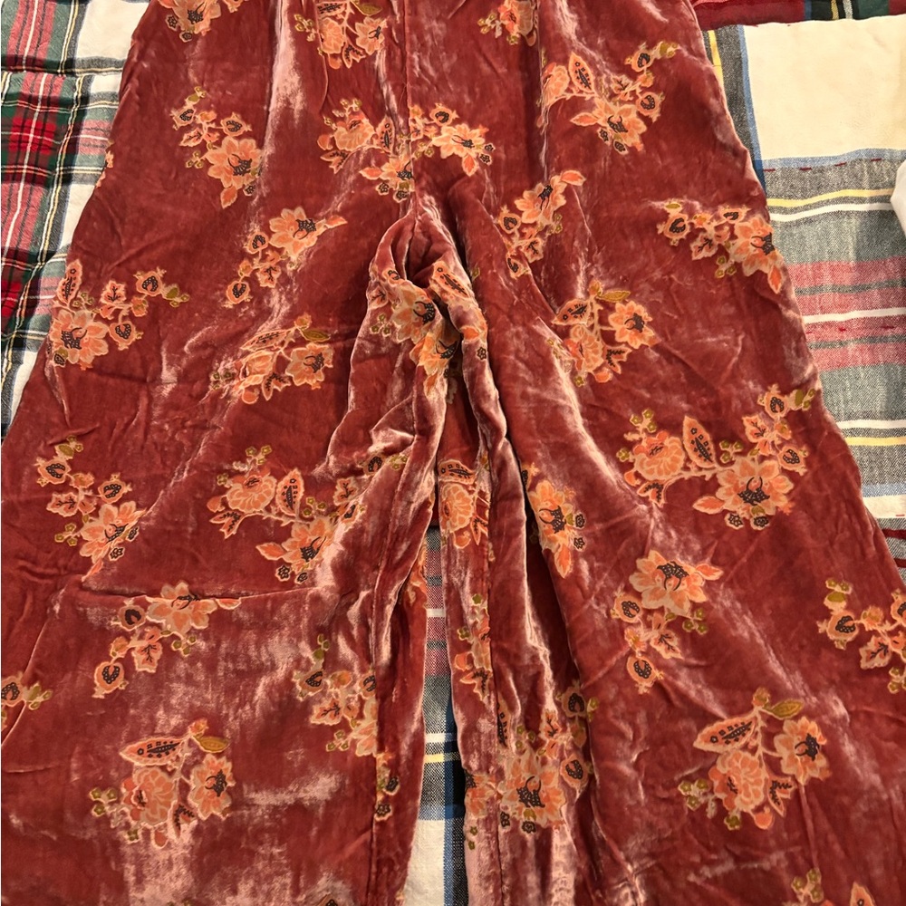 Anthropologie Rose-Mauve Floral Wide-Leg Jumpsuit - Picture 4 of 4